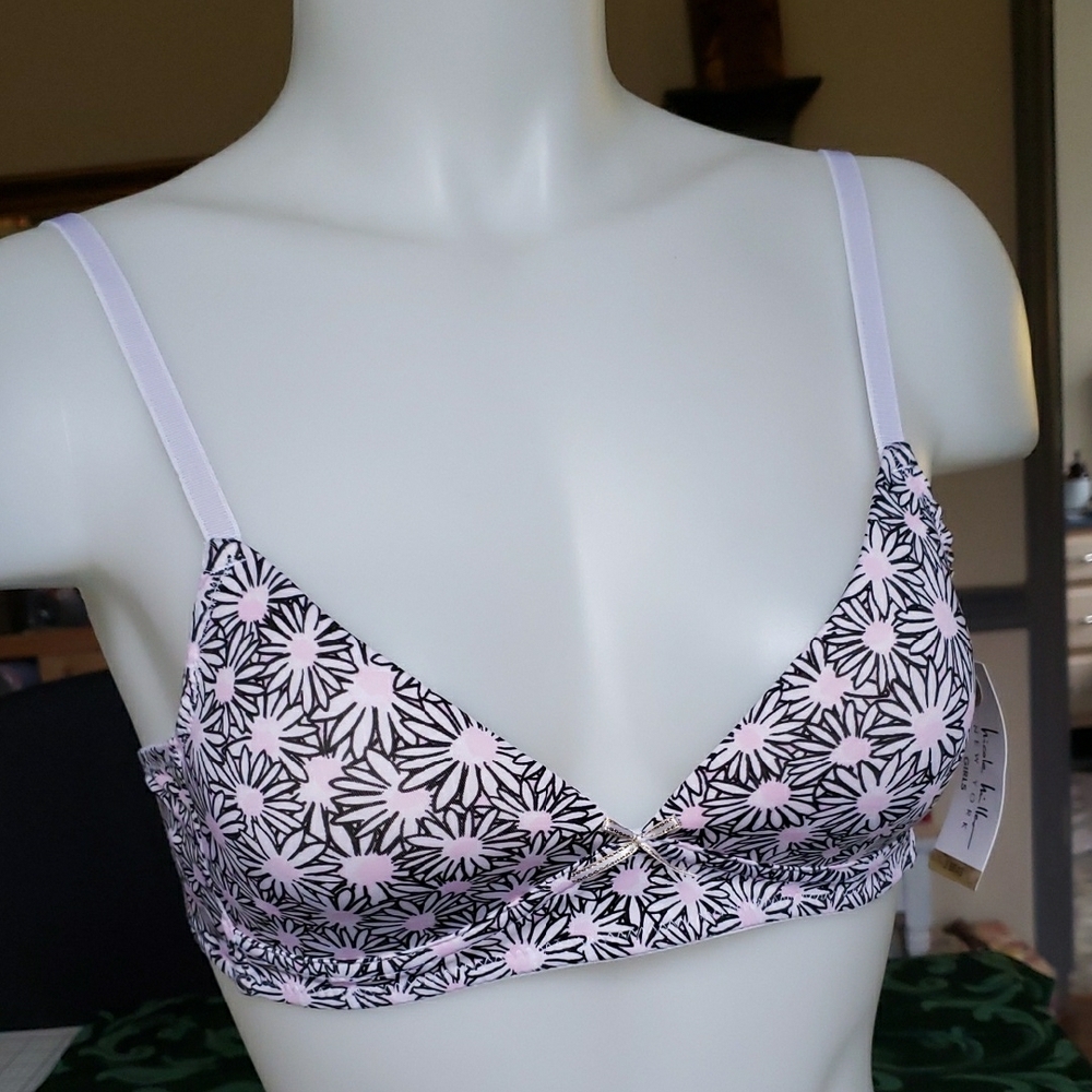 Nicole by Nicole Miller Black and White Floral Bra